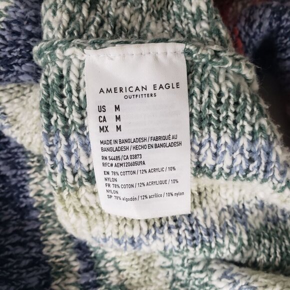 Colorful Cotton Knit Baja Beach Festival Oversized Boxy Crop Hoodie Sweater MED - Picture 7 of 13